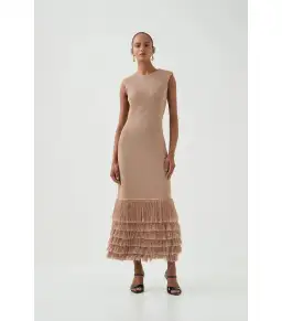 Aje Breeze Knit Midi Dress Rose Gold Size XS / AU 6