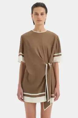 Sir the Label Almara Mini Dress Brown Size 14