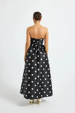 Pasduchas Dottie Strapless Midi Dress Size 12 Polka Dot Black/cream Size 12  for rent on The Volte - image 4