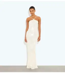 Rat & Boa Emmanuella Maxi Dress White Sequin Size M / AU 10