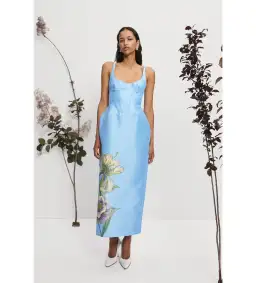 Alemais Donata Taffeta Maxi Gown Blue Print Size AU 10 for rent on The Volte - image 1
