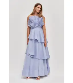 Aje Selestia Maxi Dress Pale Blue Size AU 14