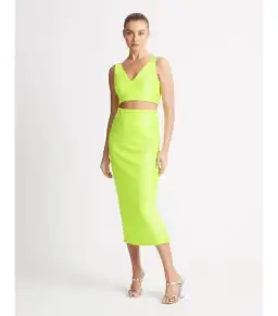 Sheike Empire Sequin Top and Midi Skirt Set in Zest Size AU 8