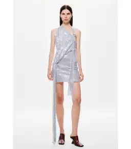 MISHA Riviera Sequin Mini Dress Cloud Blue Size S / AU 8
