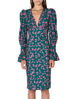 By Johnny Petal Punch Dress Green Print Size AU 8