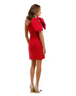 Rebecca Vallance One Shoulder Hamptons Bow Dress Red Size 10 for rent on The Volte - image 2