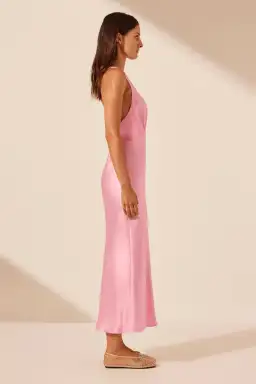La Lune Plunged Cross Back Midi Dress Pink Size 10 for rent on The Volte - image 3