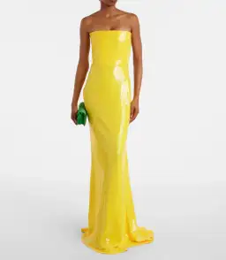 Alex Perry Strapless Sequined Corset Maxi Gown Yellow Size AU 6  for rent on The Volte - image 1
