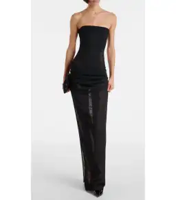 Alex Perry Sheer Strapless Corset Maxi Dress in Black Size AU 8 for rent on The Volte - image 1