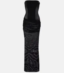 ALEX PERRY SHEER STRAPLESS CORSET DRESS IN BLACK STRETCH MESH AU 10 for rent on The Volte - image 3