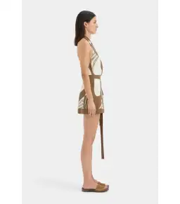 Sir the Label Almara Wrap Halter Mini Dress Espresso Stripe Size 1 / AU 8 for rent on The Volte - image 3
