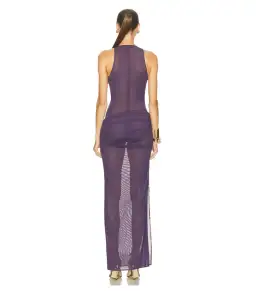 Alex Perry Tucked Halter Column Maxi Dress in Purple AU 8  for rent on The Volte - image 3
