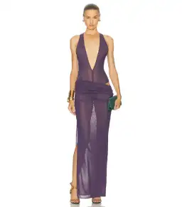 Alex Perry Tucked Halter Column Maxi Dress in Purple AU 8  for rent on The Volte - image 1