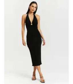 MISHA Theodora Midi Dress Black Size AU 8 for rent on The Volte - image 1