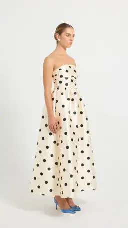 Pasduchas Dottie Strapless Midi Size 8 in Cream/Black for rent on The Volte - image 2