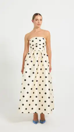 Pasduchas Dottie Strapless Midi Size 8 in Cream/Black for rent on The Volte - image 1
