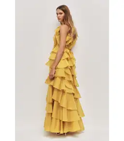 Aje Cleo Maxi Gown in Chartreuse Size 10 for rent on The Volte - image 3