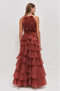 Aje Cleo Maxi Gown in Rust Red Size 16 for rent on The Volte - image 3