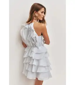 Aje Cleo Mini Dress Silver Blue Size 6 for rent on The Volte - image 5