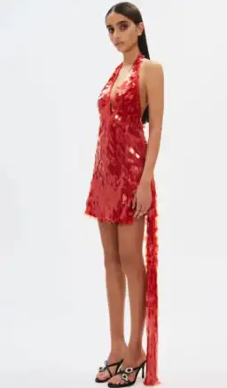 MISHA Sapphire Sequin Mini Dress Red 8 for rent on The Volte - image 2