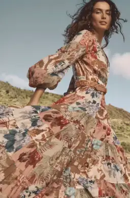 Zimmermann Cassia Patch Wrap Midi Dress Print Size 2/AU12 for rent on The Volte - image 1