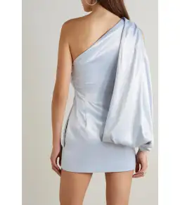 16arlington Blake One-shoulder Draped Satin Dress Ice Blue Size S / AU 8 for rent on The Volte - image 2