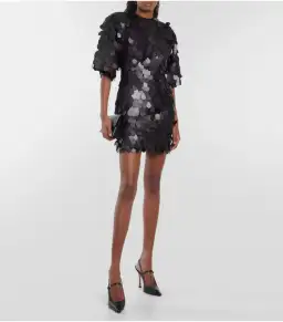 Rotate By Birger Christensen Sequined Mini Dress Black Size S / AU 8 for rent on The Volte - image 1