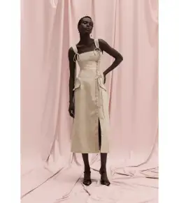 Aje Morgan Midi Dress Beige Size AU 14 for rent on The Volte - image 4