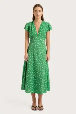 Faithfull The Brand Doriet Midi Dress Suzette Green - Size AU 10 for rent on The Volte - image 5