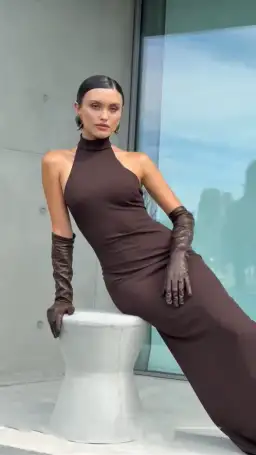 EFFIE KATS RHI GOWN COFFEE BROWN SIZE 8 (S) for rent on The Volte - image 6