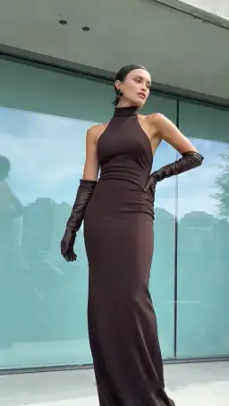 EFFIE KATS RHI GOWN COFFEE BROWN SIZE 8 (S) for rent on The Volte - image 5