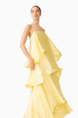 ELLIATT TILLY TIERED MAXI DRESS IN BUTTER YELLOW SIZE 8 (S) for rent on The Volte - image 6
