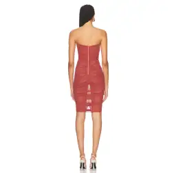 ALEX PERRY Power Mesh Midi Dress in Cognac Red AU 6 for rent on The Volte - image 4
