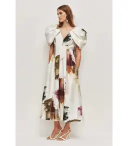 Aje Bisou Midi Dress Impressionist Size AU 10  for rent on The Volte - image 1