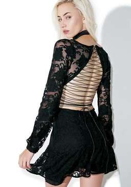 For Love and Lemons Jolene Lace-Up Dress Black Size S for rent on The Volte - image 2