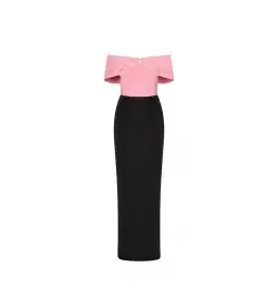 Rebecca Vallance Amaro Off The Shoulder Gown Black/Pink  Size 8 for rent on The Volte - image 2