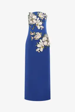 Leo Lin Ava Appliqué Floral Bustier Maxi Dress Midnight Magnolia Print Size 12 for rent on The Volte - image 1