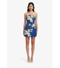 Leo Lin Zaria Appliqué Floral Bustier Mini Dress Midnight Blue Size AU 10 for rent on The Volte - image 1