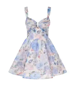 Zimmermann Rebellion Drape Mini Dress In Sky Bloom Size 1 / AU 10 for rent on The Volte - image 3