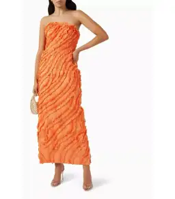 Aje Terrene Frill Maxi Dress Orange Size AU 14 for rent on The Volte - image 1