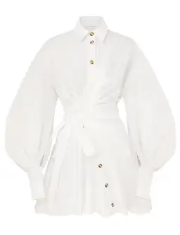 Zimmermann Rebellion Poplin Mini Dress in Ivory Size 0 / AU 8 for rent on The Volte - image 3