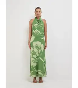 Sheike Mia Maxi Dress Green Print Size AU 16