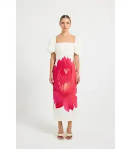 Pasduchas Aurelia Sleeve Midi Dress Floral Size AU 12