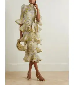 Zimmerman Harmony Tiered Midi Dress Citrus Garden Size 1 / AU 10  for rent on The Volte - image 1