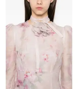 Zimmermann Crush Flower Midi Dress in Pink Floral Size 1 / AU 10 for rent on The Volte - image 2
