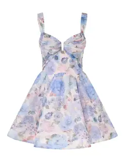 Zimmermann Rebellion Drape Mini Dress Sky Bloom Size 2 AU 12  for rent on The Volte - image 4