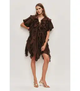 Aje Voyager Mini Dress Chocolate Size AU 6 for rent on The Volte - image 1