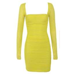 House of CB - Valentina Chartreuse Long Sleeved Ruched Org Size 6