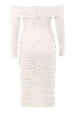 House of CB Anais Off Shoulder Ruched Midi Dress White Size 8 for rent on The Volte - image 5
