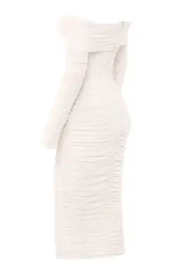 House of CB Anais Off Shoulder Ruched Midi Dress White Size 8 for rent on The Volte - image 4